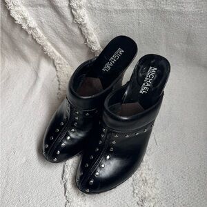 Michael Kors Black Party Studded Heeled Mules